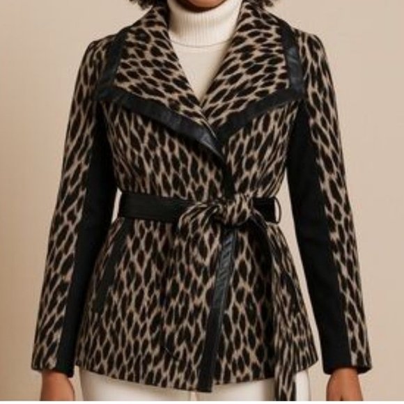 BCBGeneration Jackets & Blazers - BCBGeneration Animal Print Wool Blend Jacket/Coat, Semi-Wrap, Winter, Warm Sz S